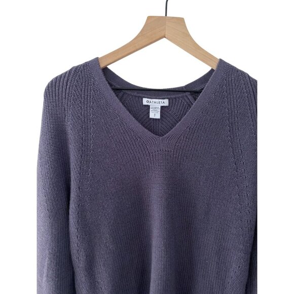 Athleta Purple Merino Wool Blend V-Neck Loose Fitting Sweater - Size S - EUC - Picture 4 of 6
